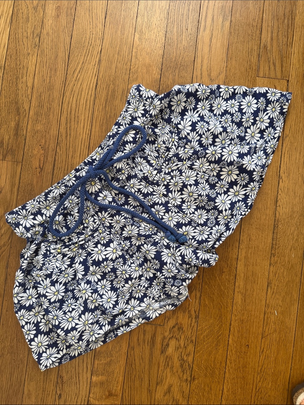 FREE PEOPLE Navy Blue Daisy Print Shorts with Drawstring